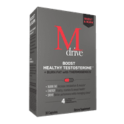 Mdrive Boost & Burn Testosterone Booster and Fat Burner for Men, Natural Energy, Burn Fat, Stress Relief, 30 capsules