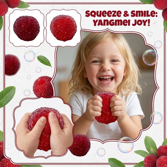 2026 New Simulated Bayberry Fruit Creative Stress Pinch for Adults, Bayberry Creative Sensory Fidget , Slow Rising Squeeze Ball for Anxiety Relief, Fun Stretchy Stress for Everyone(Deep Red)