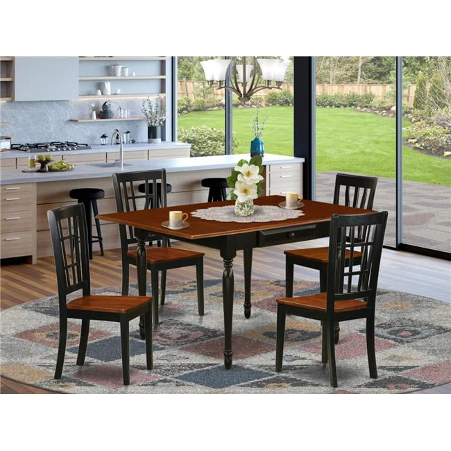 5 Piece Monza Dining Room Set Black & Cherry