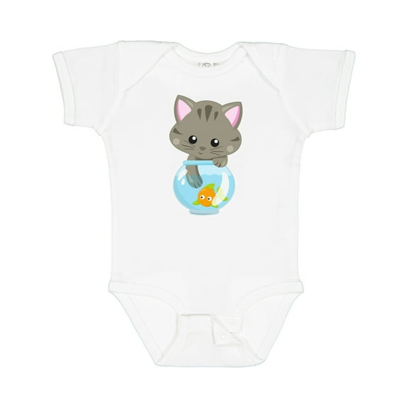 Inktastic Cute Cat, Little Cat, Kitty, Kitten, Fish Bowl Girls Baby Bodysuit