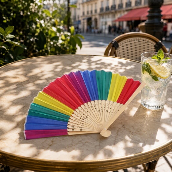 HOMEMAXS 3 Pcs Foldable Fan Prop Decoration Rainbow Folding Gift