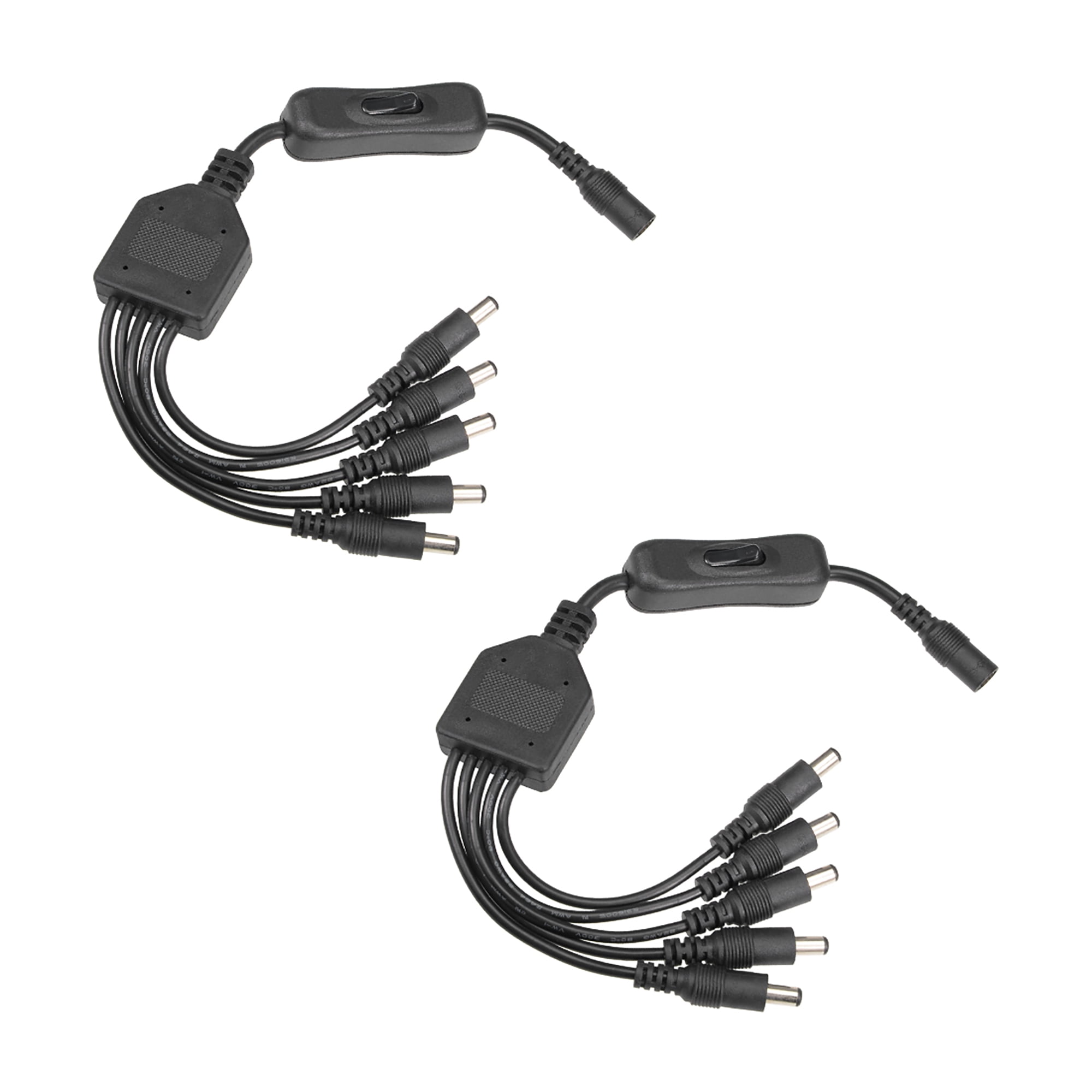 1 To 5 Ports Dc 12v Inline Rocker Switch W 5 5x2 1mm Dc Male To Female Power Cable For Led Strip Light Cctv Camera 2pcs Walmart Com Walmart Com