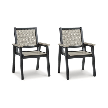 Signature Design by Ashley Mount Valley Outdoor Arm Chair (Set of 2) Driftwood/Black
