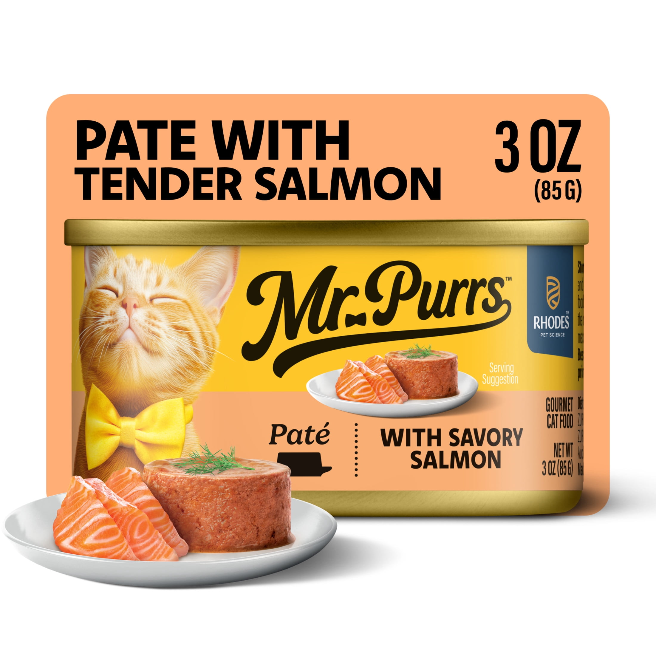 (6 pack) Mr Purrs Savory Salmon in Pate Wet Cat Food, 3 oz Can