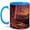 Blue, variant on Moon Garden Fantasy 11oz Ceramic Mug, Floral Night Sky Dreamscape Coffee Cup