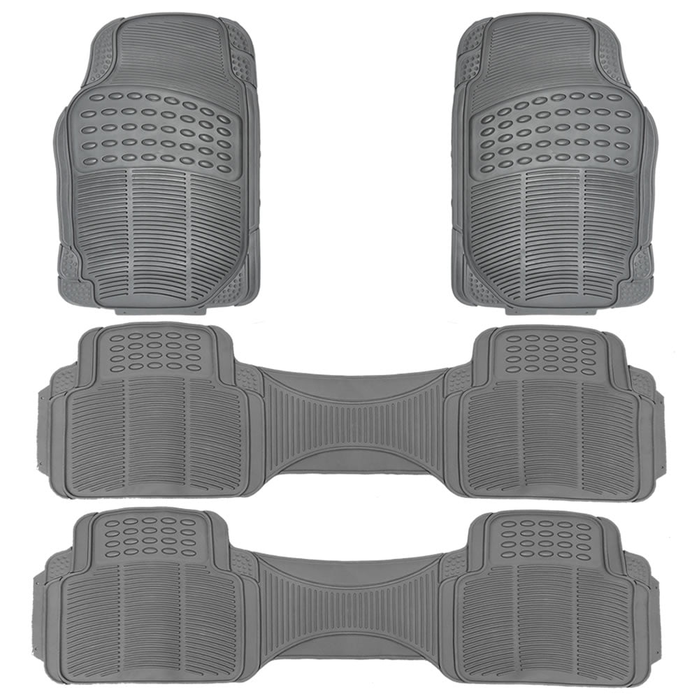 New Gray 3 Row All Weather Front Rear Runner Rubber Floor Mats Liners 4