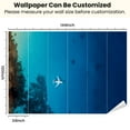 thumbnail image 3 of Peel and Stick Wallpaper Aerial top down view an airplane blue sea Modern Art Wall Mural Decor Self Adhesive and Removable 100in x 144in, 3 of 8