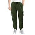 thumbnail image 1 of Men's Casual Cargo Pants Elastic Waist Gym Workout Athletic Sport Joggers (Olive, 34x32), 1 of 3