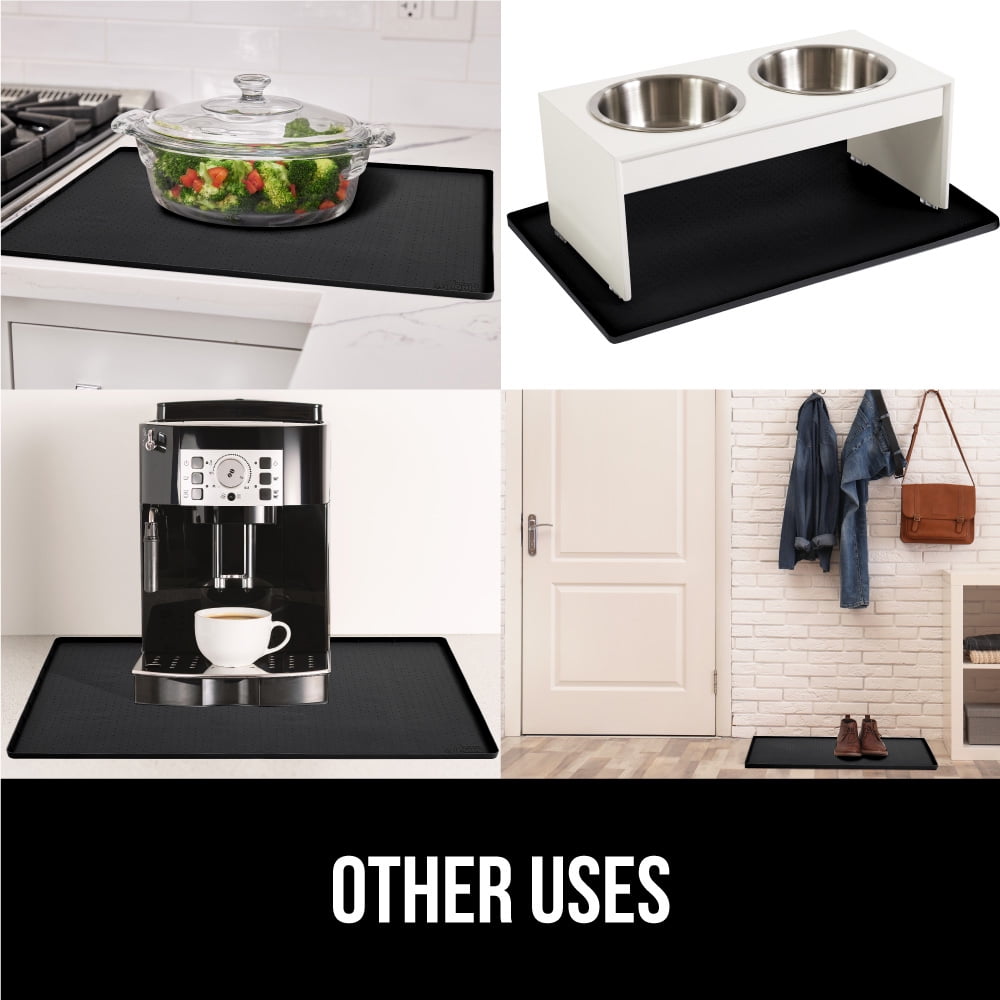 GORILLA GRIP Waterproof Silicone Under Sink Mat with Lip for Kitchen and Bathroom, 34 x 22 in, Black