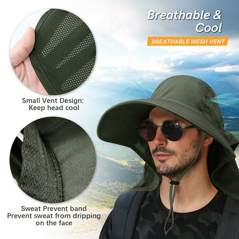 Wide Brim Flap Cap Bonnie Neck Cover Hat Men Women Outdoor UV Protection  Summer