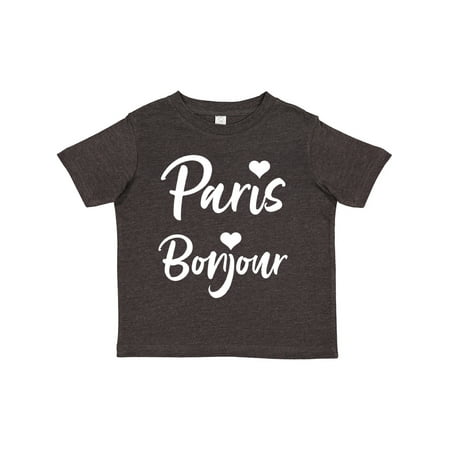 

Inktastic Paris Bonjour with Hearts in White Text Gift Toddler Boy or Toddler Girl T-Shirt
