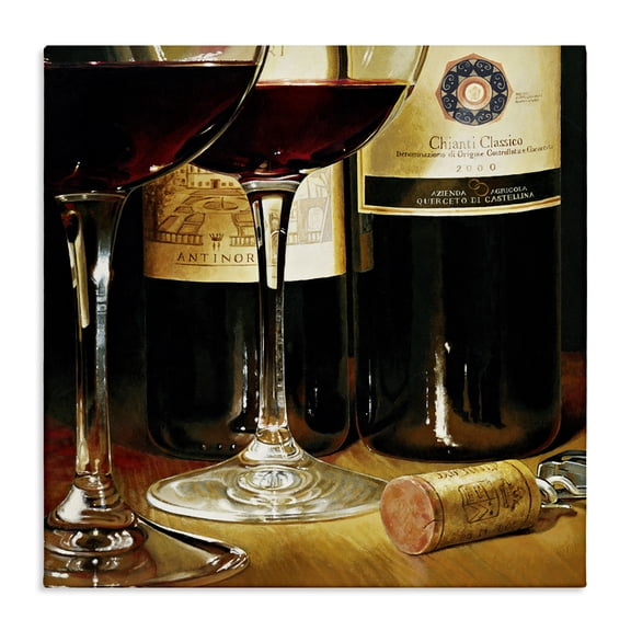 Stupell Industries Vintage Wine & Cork View Food & Beverage Painting Wrapped Canvas Canvas Art Print Wall Art, 17 x 17
