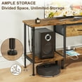 thumbnail image 3 of GYIIYUO 55 inch TV Stand with LED Lights, Power Outlets & Fabric Drawer, Rustic Brown Entertainment Center with Storage for Living Room, Bedroom, 3 of 12
