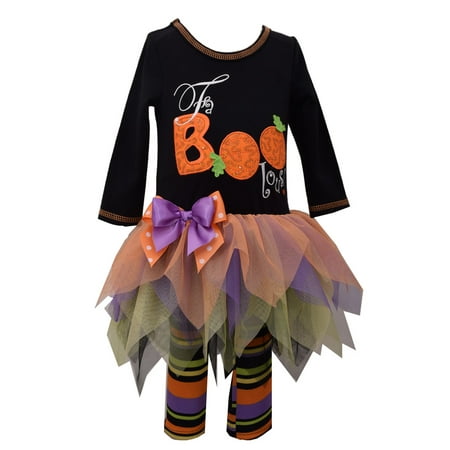Bonnie Jean Girls Black Faboolous Halloween Legging Set 3T