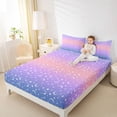thumbnail image 4 of jejeloiu Blue Purple Ombre Twin Sheet Sets,Starry Sky Star Bedding For Kids 3pcs, 4 of 7