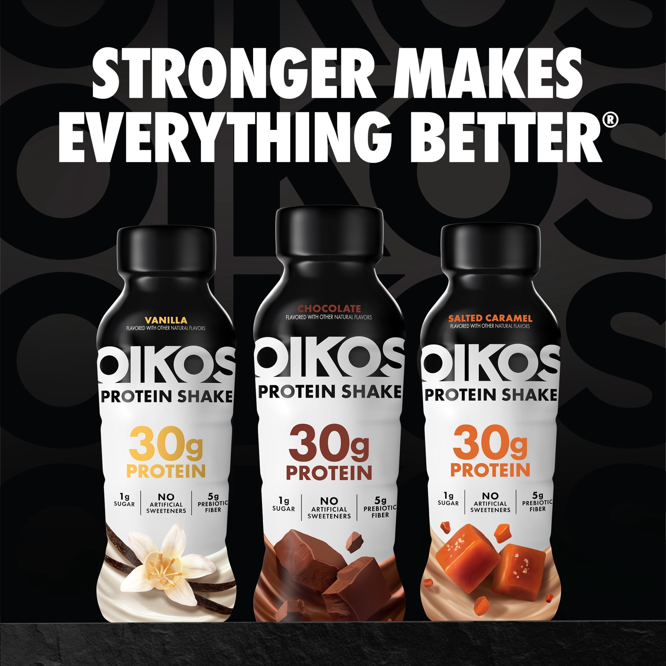 Oikos 30g Protein Shake, Mocha Latte, Shelf Stable, 12 fl oz, 4 Count Bottles