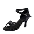 thumbnail image 1 of Zapatos de baile latino a la moda para mujer, zapatos de baile de salón de satén Multicolor, anchos y finos, con parte inferior de piel de 5/7cm, 1 of 5