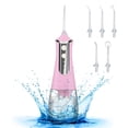 thumbnail image 3 of Cordless Water Flosser Teeth Cleaner,300ML Portable and Rechargeable Oral Irrigator for Travel, IPX6 Waterproof, 3-Mode Water Flossing with 5 Jet Tips for Family,Pink, 3 of 9