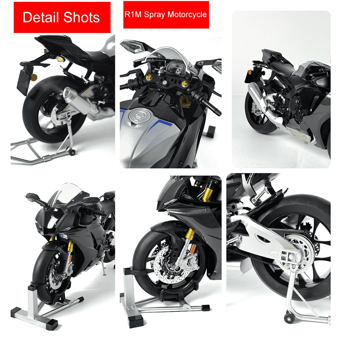1/6 Scale R1M Alloy Dynamic RC Motorcycle Model, Realistic Simulation Sports RC Dirt Bike with Ignition Sound, Exhaust Smoke Effects & Light-Up Functions for Enthusiasts