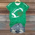 thumbnail image 4 of Holzkary Game Day Shirts Women Football Season Sequin Print Shirts Short Sleeve Football Graphic Pullover Tops Game Day Outfits Women's Rugby Love Print Round Neck Short Sleeve Top T Shirt Green Xl, 4 of 5