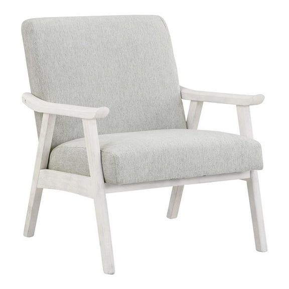Pemberly Row Armchair in Smoke Gray Fabric with Antique White Finished Frame