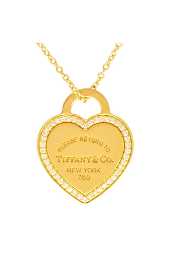 Pre-Owned Tiffany & Co. Return to Heart Tag Pendant Necklace with Diamonds, 18K... (Good)
