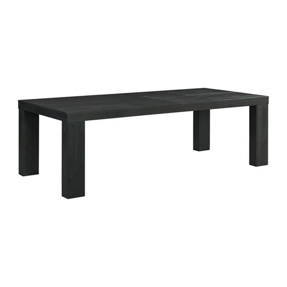 Pemberly Row Transitional Rectangle Dining Table in Black Wood