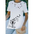 thumbnail image 2 of POGLIP Women's White Distressed Holes Printed T Shirt, 2 of 6