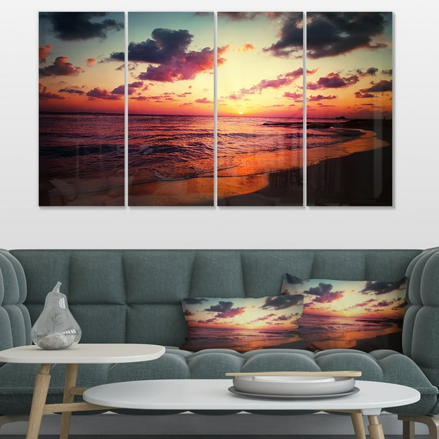 Vue de Paysage Coucher de Soleil sur Mer - Grande Toile Murale Bord de Mer