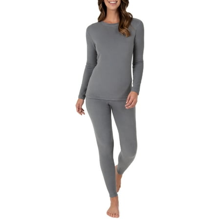 Fruit of the Loom Women's & Women's Plus Stretch Fleece Thermal Top and Bottom Set