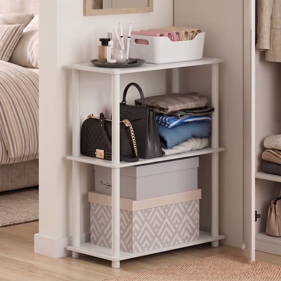 Furinno Turn-N-Tube 3-Tier Toolless Closet Organizers/Storage. White