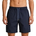 thumbnail image 2 of Besolor Workout Shorts for Men Wide Leg Drawstring Elastic Waist Quick Dry Breathable Athletic Hiking Shorts with Pockets(Large,Navy), 2 of 5