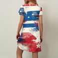 thumbnail image 4 of Women's Casual Summer Dress American Flag Inspired Short Sleeve V-Neck Loose Fit with Pocket for 4th of July, 4 of 5