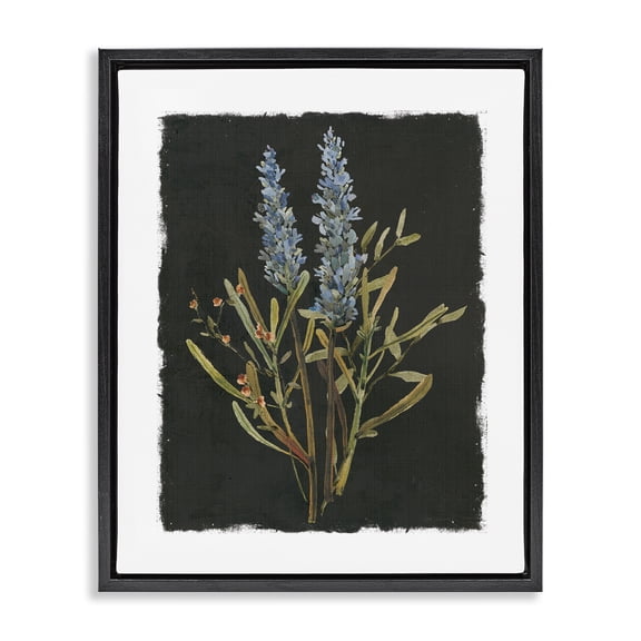 Stupell Industries Lavender Sprigs on Dark Background Black Framed Floater Canvas Wall Art, design by Carol Robinson