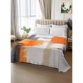thumbnail image 2 of Burnt Orange Grey King Size Flat Sheet, Wrinkleproof & Fadeproof Cooling Flat Bed Sheet Only, Abstract Geometric Oil Painting Modern Breathable Soft Bedding Top Sheets 105 x 98 Inches, 2 of 8