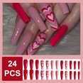 thumbnail image 2 of 24 Uds bailarina brillo diamante cristal brillo largo ataúd brillo uñas postizas prensa puntas de uñas postizas para manicura mujeres y niñas, 2 of 7