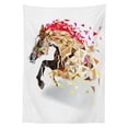thumbnail image 3 of Ambesonne Animal Tablecloth Rectangular Table Cover, Abstract Art Wild Horse, 60"x90", Tan Red Brown, 3 of 4