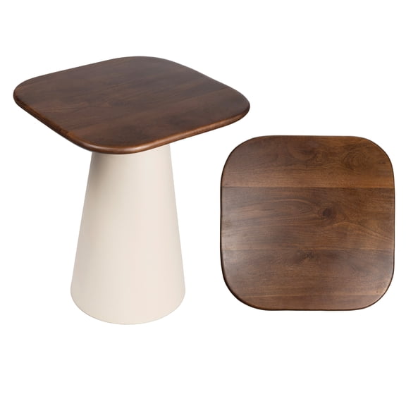 JONATHAN Y Skye 18" Modern Rustic Square Wood/Metal Accent Table, Walnut Wood/Warm Ivory, END5000B