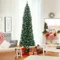 thumbnail image 2 of Topbuy 9FT Artificial Pre-lit Christmas Tree Hinged Pencil Xmas Tree w/1298 Branch Tips Pine Needles 500 Warm-White LED Lights, 2 of 9