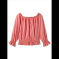 thumbnail image 2 of Blusas Elegantes con Hombros Descubiertos para Mujer, de Larga, con Volantes y Cintura Fruncida, Informales, para Fiesta, Grandes. Rosa XXL, 2 of 8