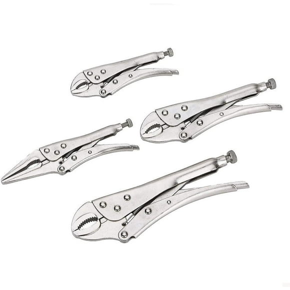 4-piece Locking Pliers Set, 5", 7" And 10" Curved Jaw Locking Pliers, 6-1/2" Long Nose Locking Pliers Included, Vice Grip Wrench Set