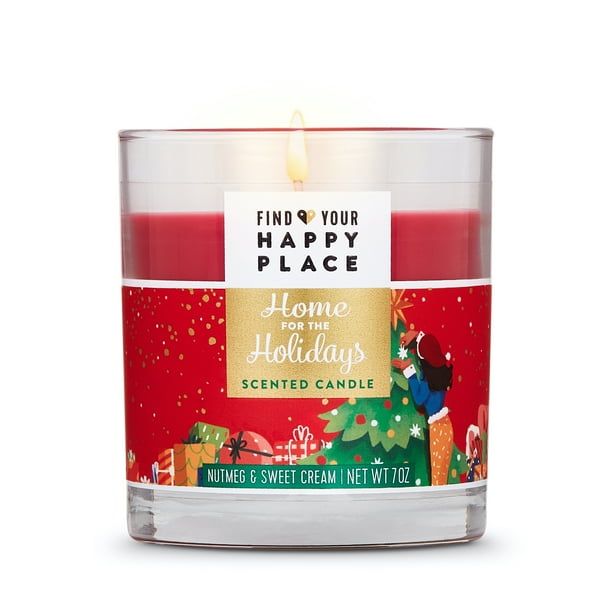 Find Your Happy Place Scented Candle, Home For The Holidays, Nutmeg And