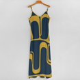 thumbnail image 5 of Abstract Gold Navy Artwork Sleeveless Dress Women's Evening Dress Womans Clothing, 5 of 9