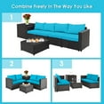 thumbnail image 6 of Costway 4PCS Outdoor Patio Rattan Furniture Set Cushion Loveseat Storage Table Turquoise, 6 of 12