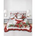 thumbnail image 2 of Quilts Queen Size Bedding Set, Gray Christmas Reversible Summer Quilt 3 Pieces, Xmas Snowman Snowflake Pine Tree Gifts Berry Red Lightweight Bedspreads Coverlets with 2 Pillow Shams for All Seasons, 2 of 5