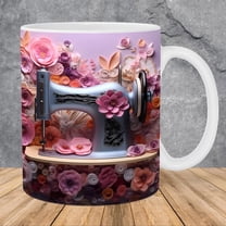 FNYOXU 11.83oz Coffee Mug,Floral Sewing Machine Mug,Funny Coffee Mug - Sewing Mug,Any Day Spent Sewing Is A Good Day , Sewing Machine Cup,Sewing Coffee Mug