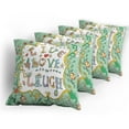 thumbnail image 5 of Ambesonne Live Laugh Love Throw Pillow Cover 4 Pack, Ornate Petals, 18", Multicolor, 5 of 7