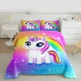 thumbnail image 2 of Homewish Cute Cartoon Unicorn Bedding Comforter Set,Colorful Rainbow Twin Comforter Sets,Starry Night Bedding Set For Girls Kids,Microfiber Bedroom Decor Reversible,2 Pieces, 2 of 8