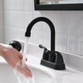 thumbnail image 5 of 2 Handle Matte Black Bathroom Sink Faucet - 4 Inch Centerset with - Drain and Supply Lines, 5 of 8