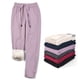 thumbnail image 1 of Pantalones deportivos gruesos con forro de lana para mujer, cintura alta, correa de tobillo suelta, lana de cordero cálida para otoño e invierno, 1 of 5